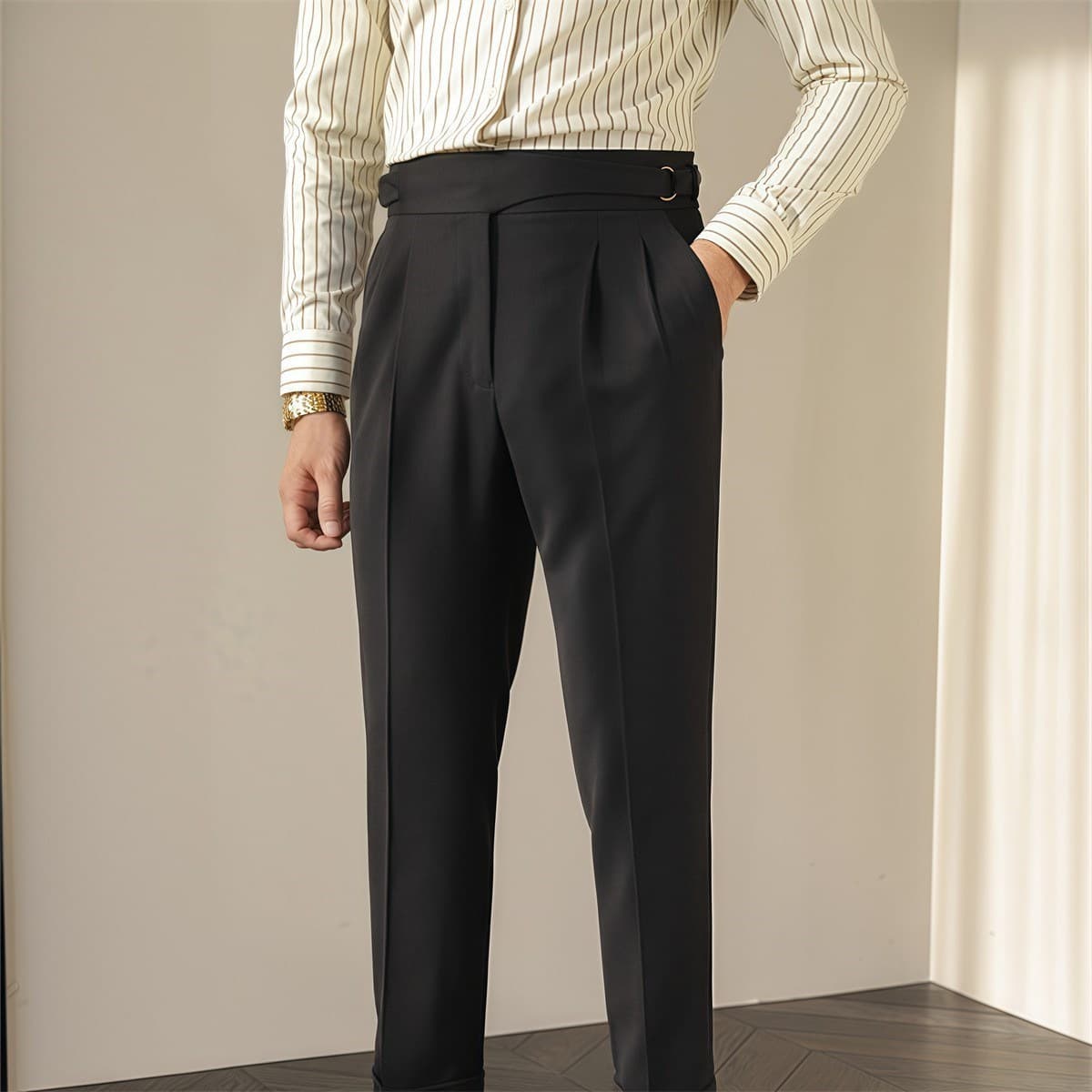 Pantalón de traje business casual recto para hombre