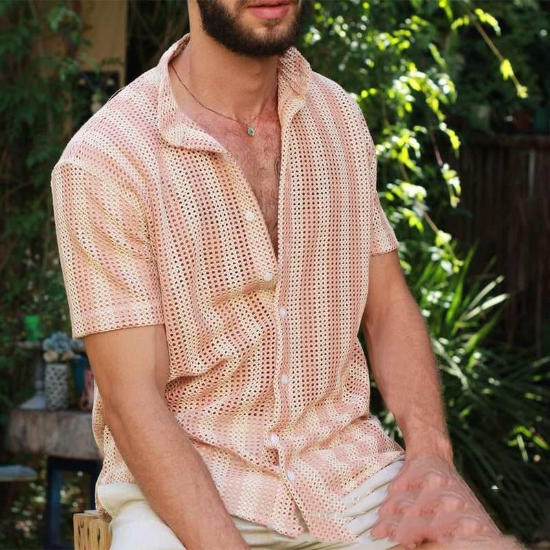 Camisa waffle de hombre con agujeros para verano