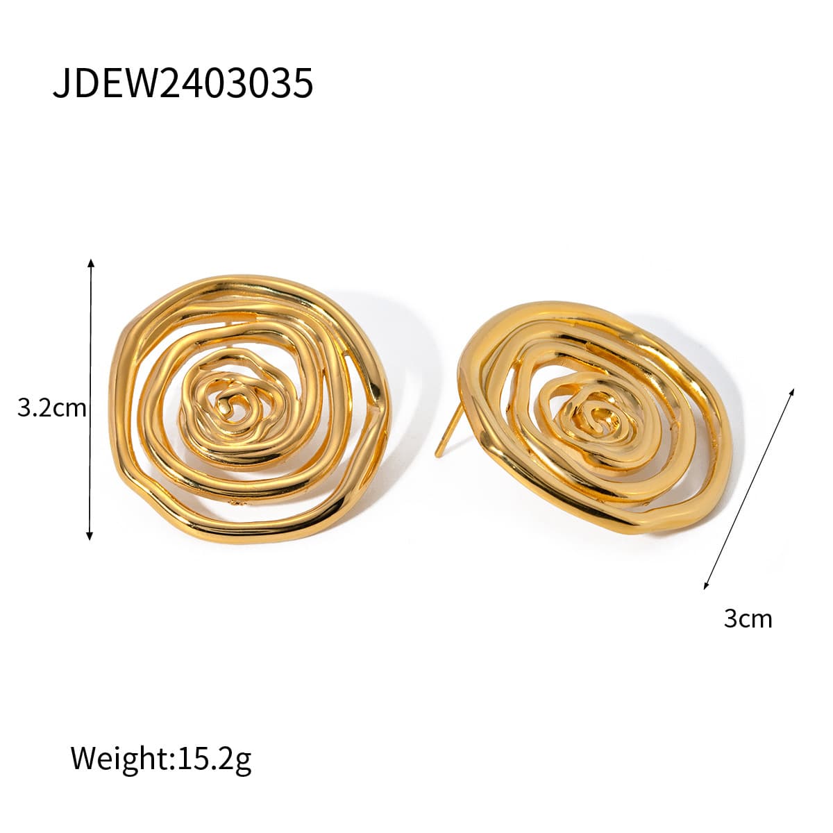 Pendientes aro acero inoxidable dorado hilo 18k