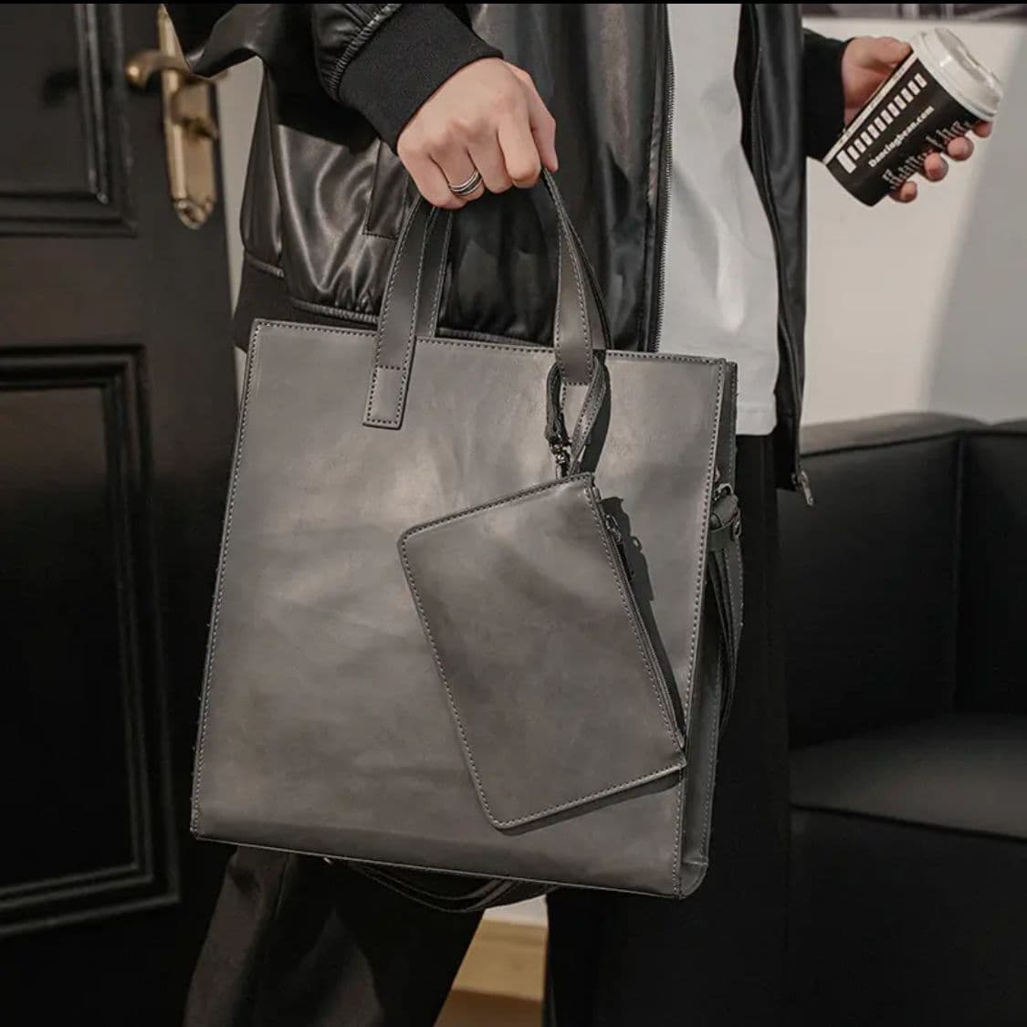 Bolsa de mano retro de cuero PU para hombre
