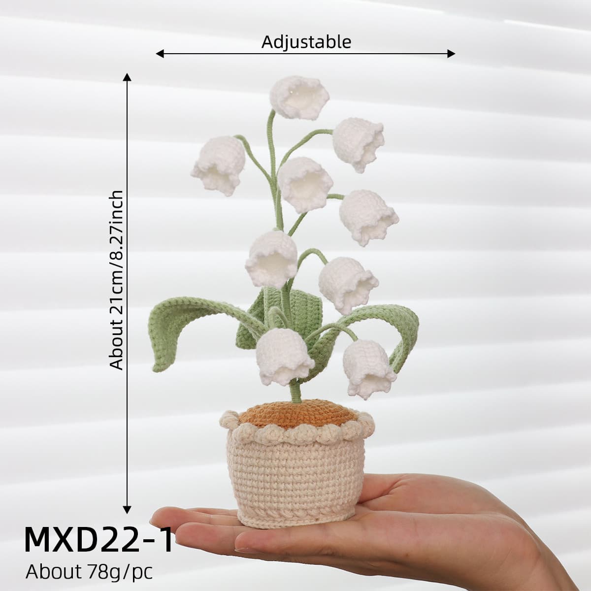 Planta lirio de los valles tejida mano en maceta decorativa