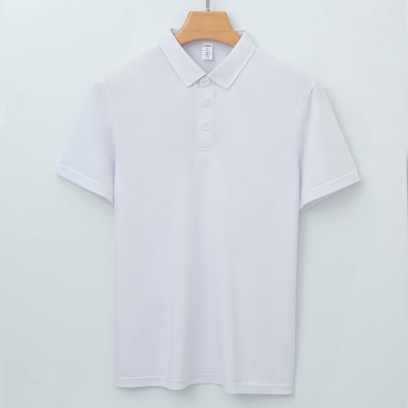 Polo de seda de morera para hombre, manga corta