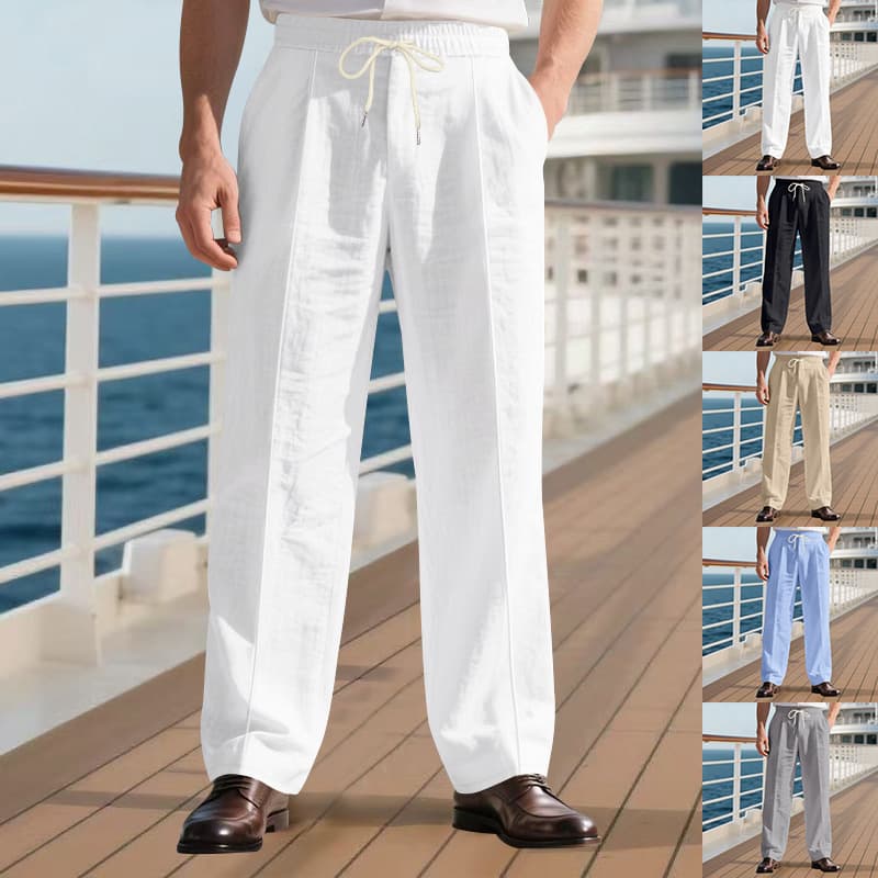 Pantalones de lino holgados y transpirables para hombre