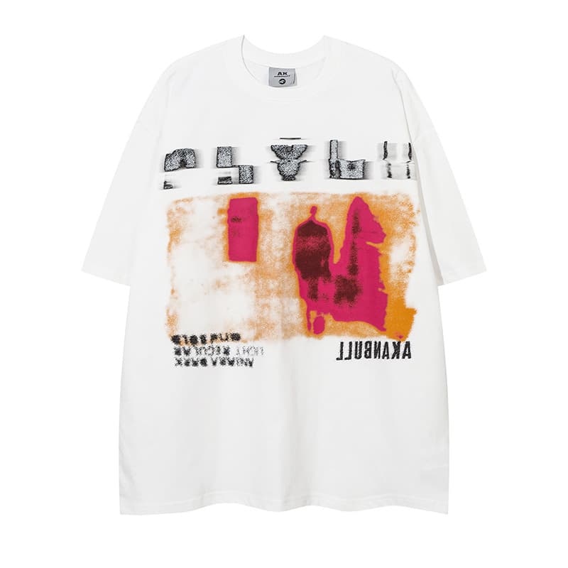 Camiseta de algodón con estampado, mangas cortas holgadas