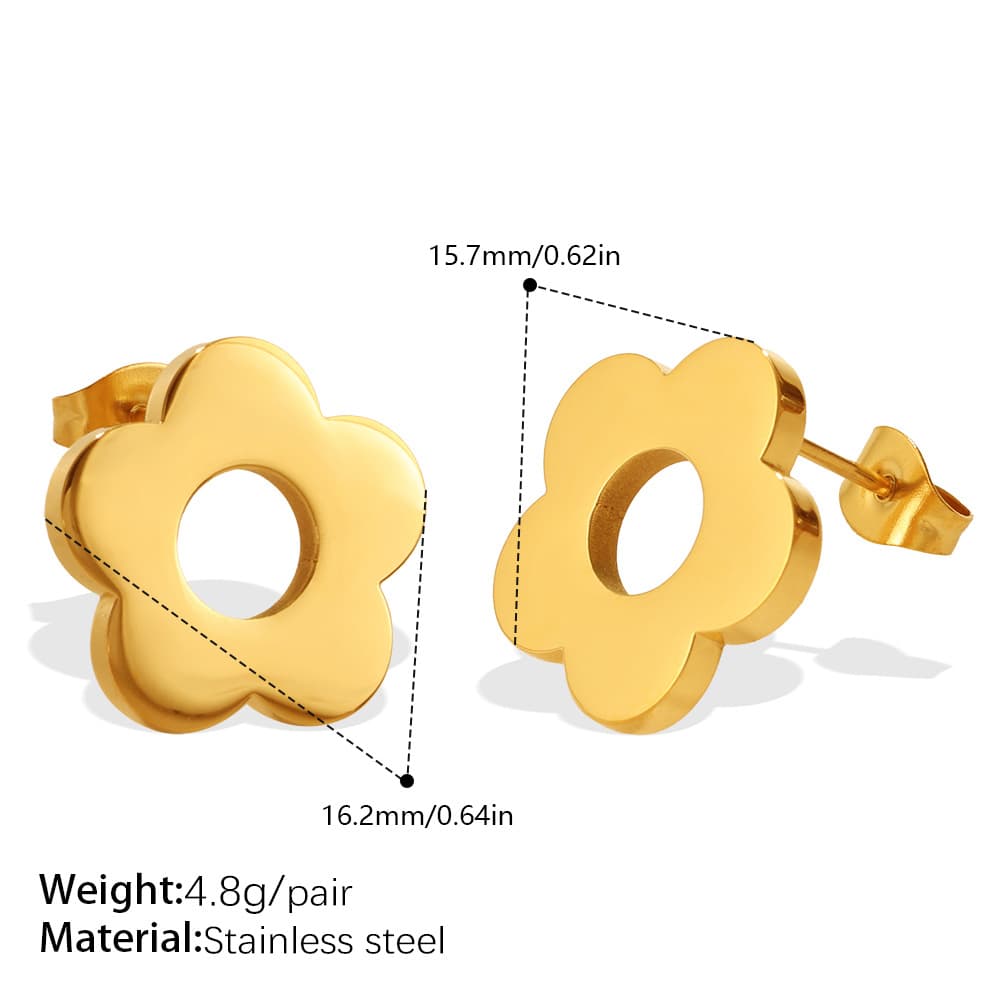 Aretes de flor para mujeres, acero inoxidable