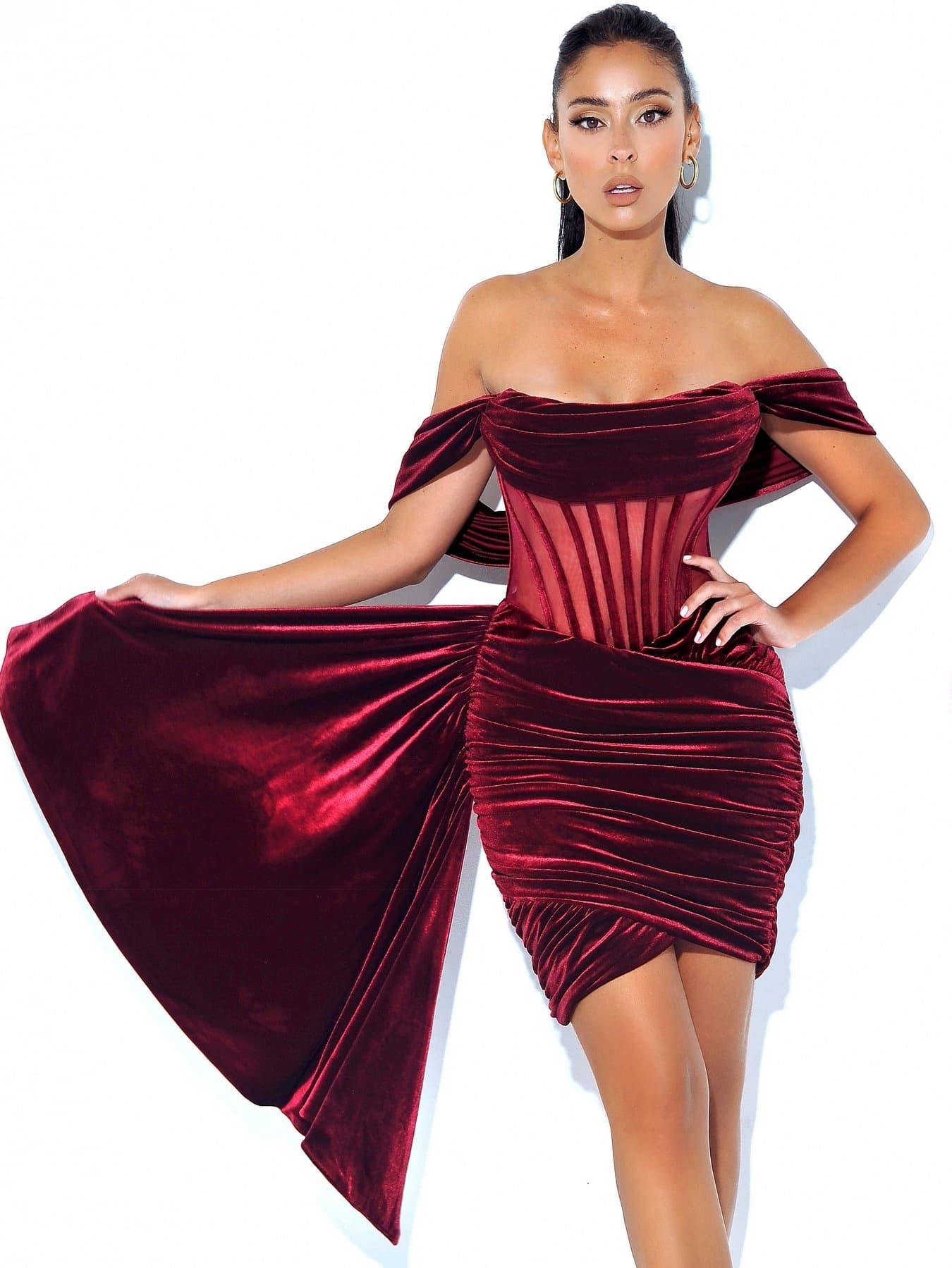 Vestido de noche de terciopelo para mujer