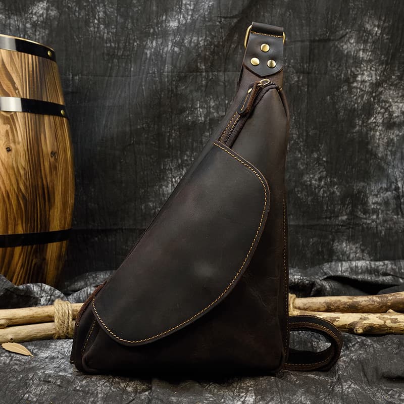Bolsa de pecho de cuero genuino para hombre