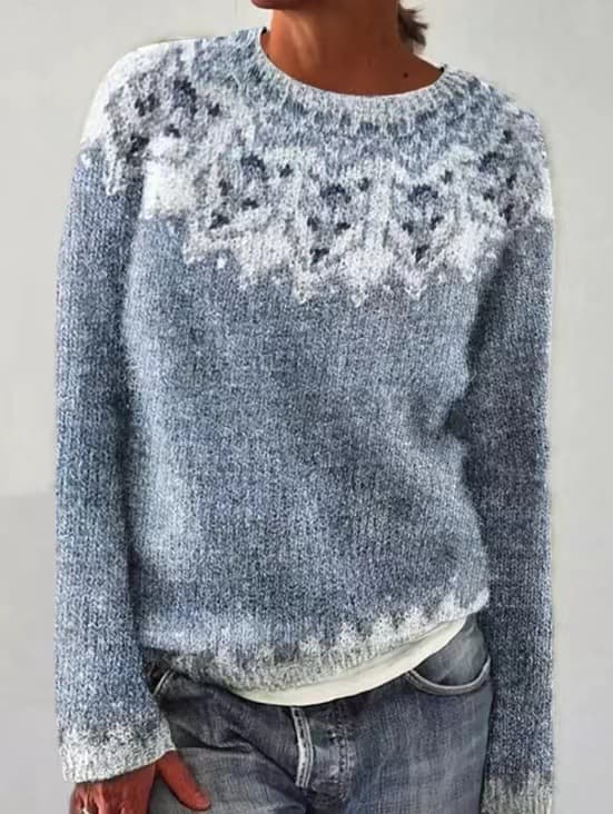 Suéter mujer cuello redondo holgado con patrones