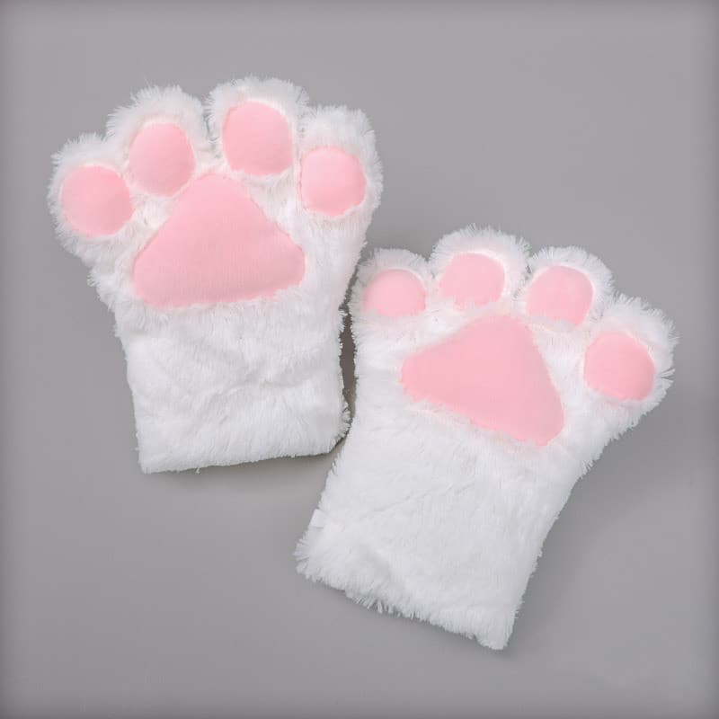 Guantes de pata de gato de felpa para cosplay
