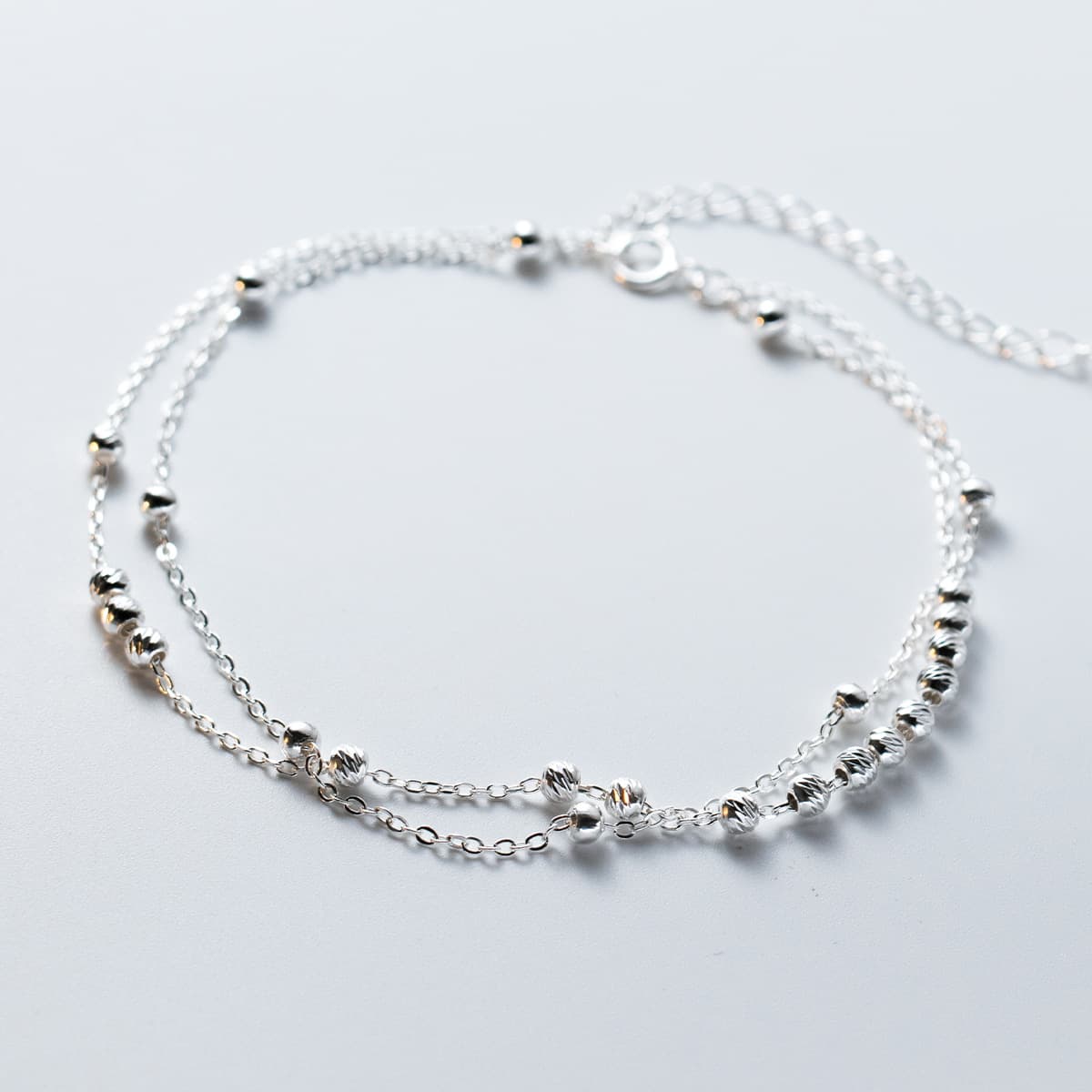 Pulsera de tobillo plata S925 con diseño geométrico