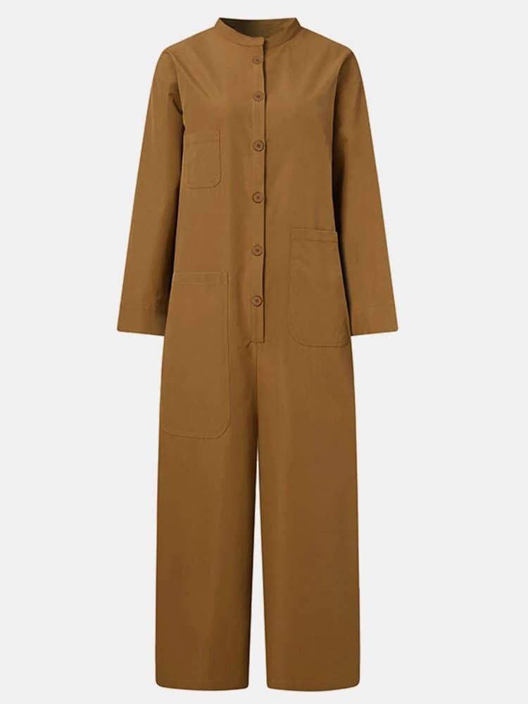 Jumpsuit multibolsillos talla grande para mujer