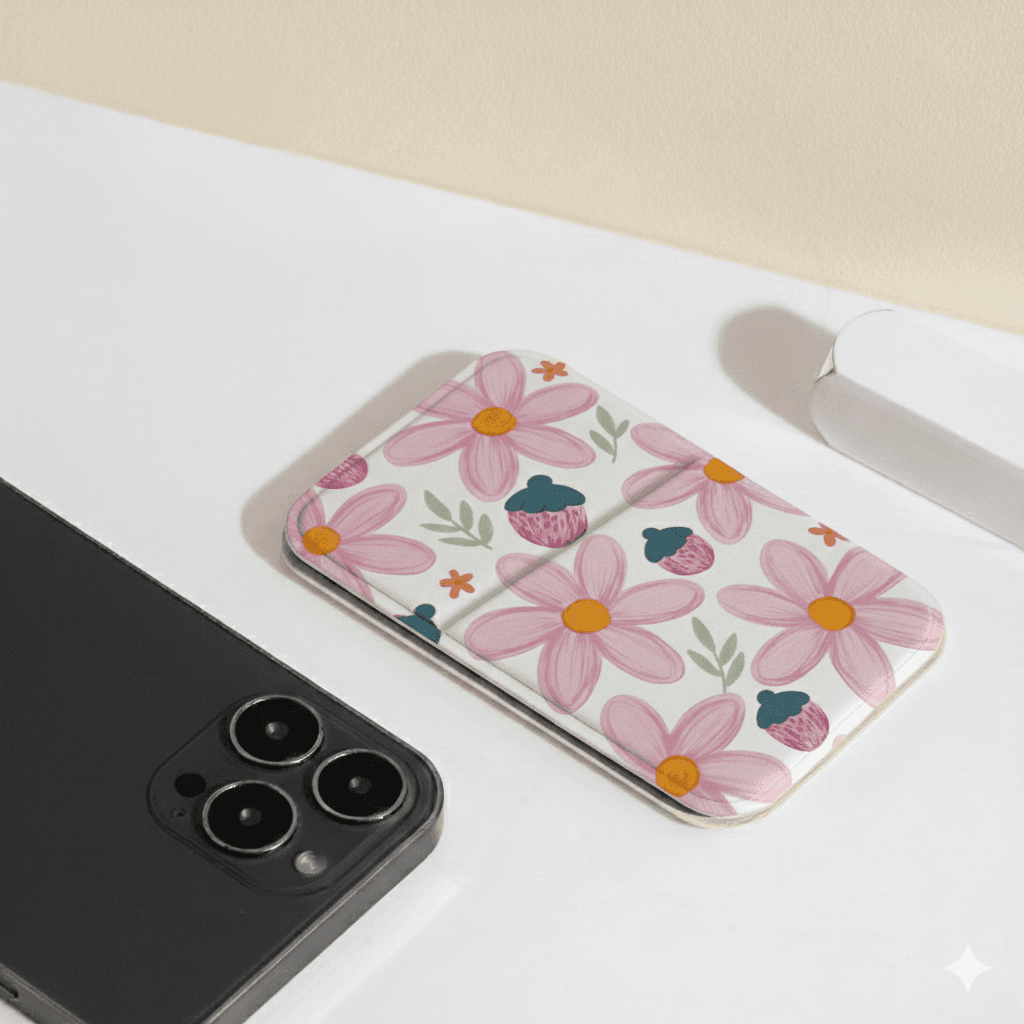 Espejo compacto plegable con flores para maquillaje portátil