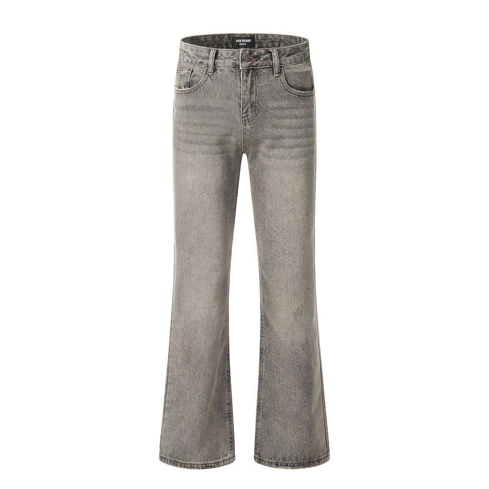 Pantalón bootcut en denim desgastado, estilo vintage para hombre