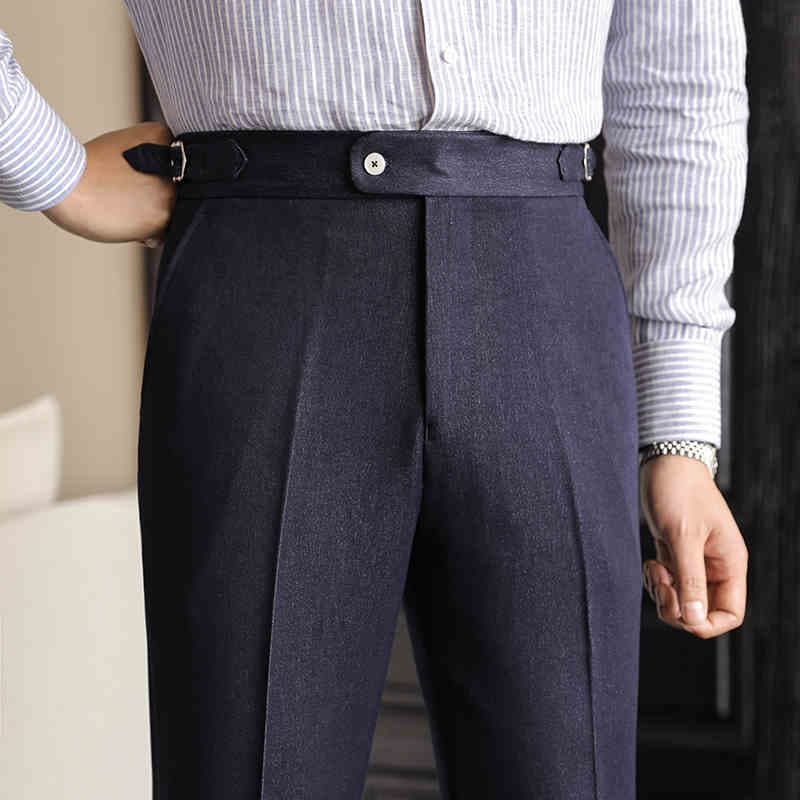 Pantalones de vestir elásticos sin planchado para hombre