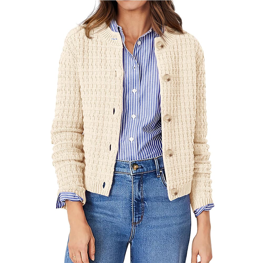 Cardigan tejido color sólido casual para uso diario