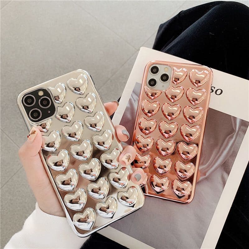 Funda con efecto electroplating, diseño de amor 3D