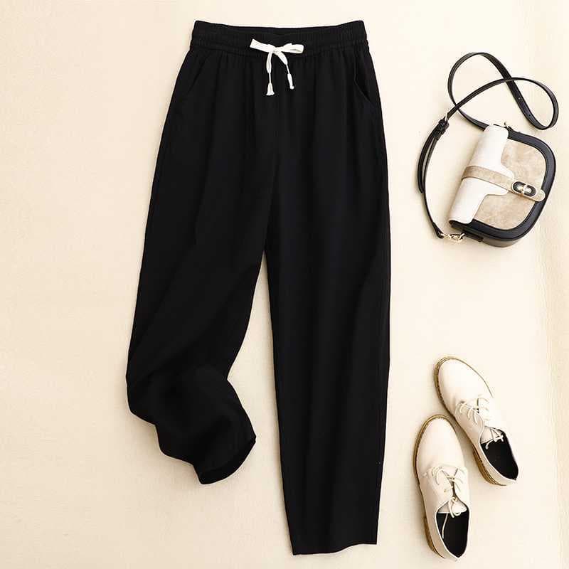 Pantalones casuales de algodón con cintura media