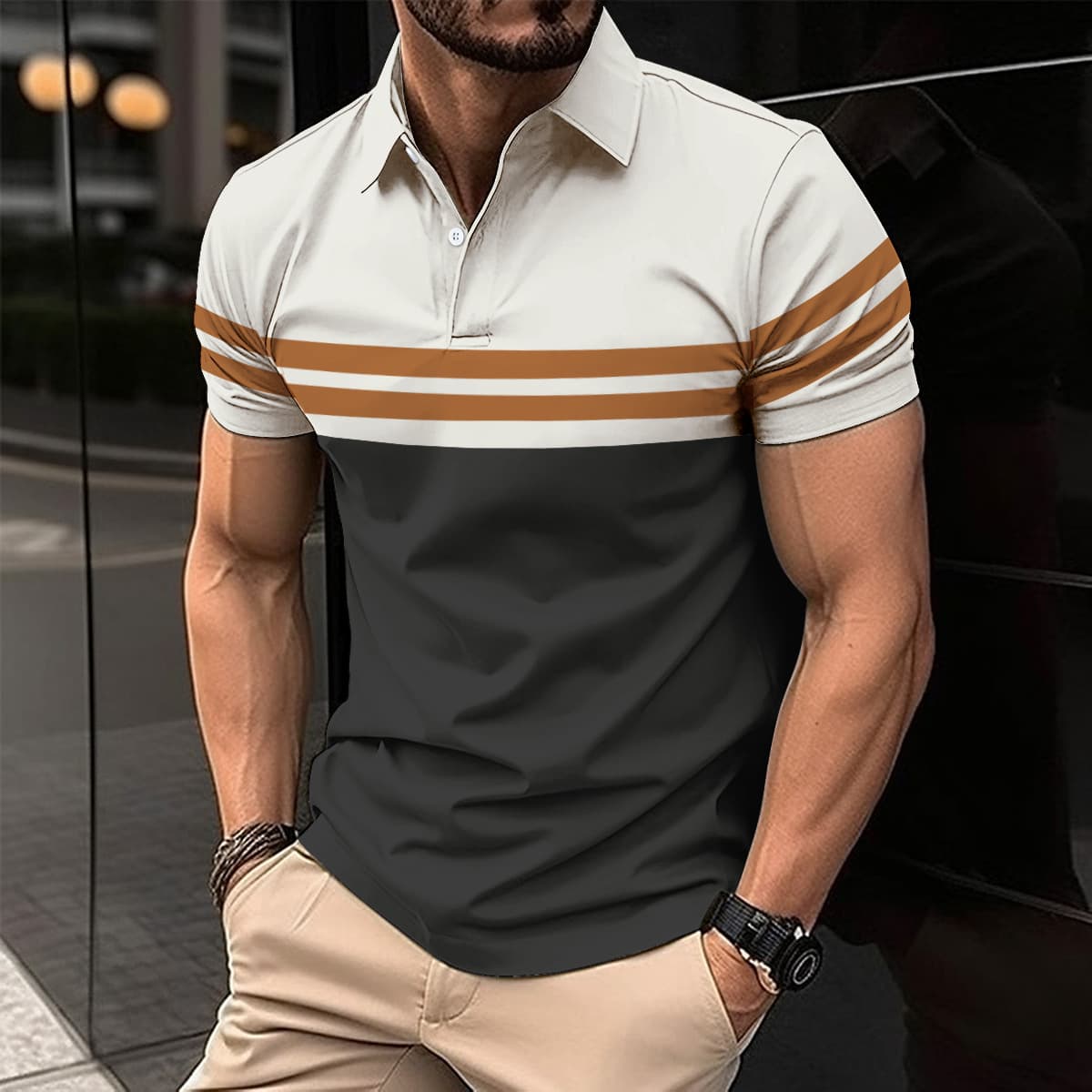 Polo casual hombre con rayas