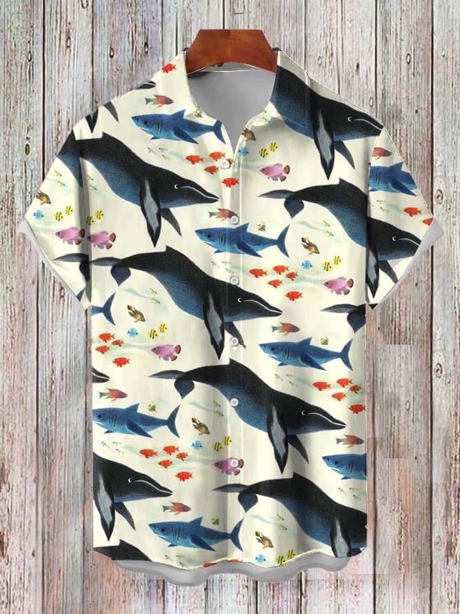 Camiseta hawaiana estampada de manga corta para verano