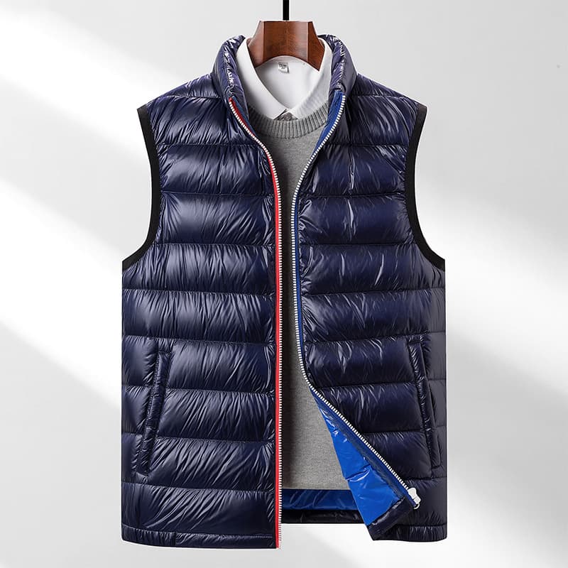 Chaleco acolchado de plumón con cuello alto para hombre