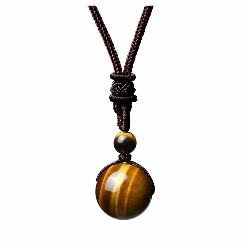 Collar de obsidiana natural y amatista de 16 mm