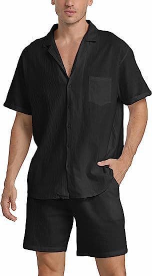 Traje deportivo hombre lino manga corta y pantalones cortos