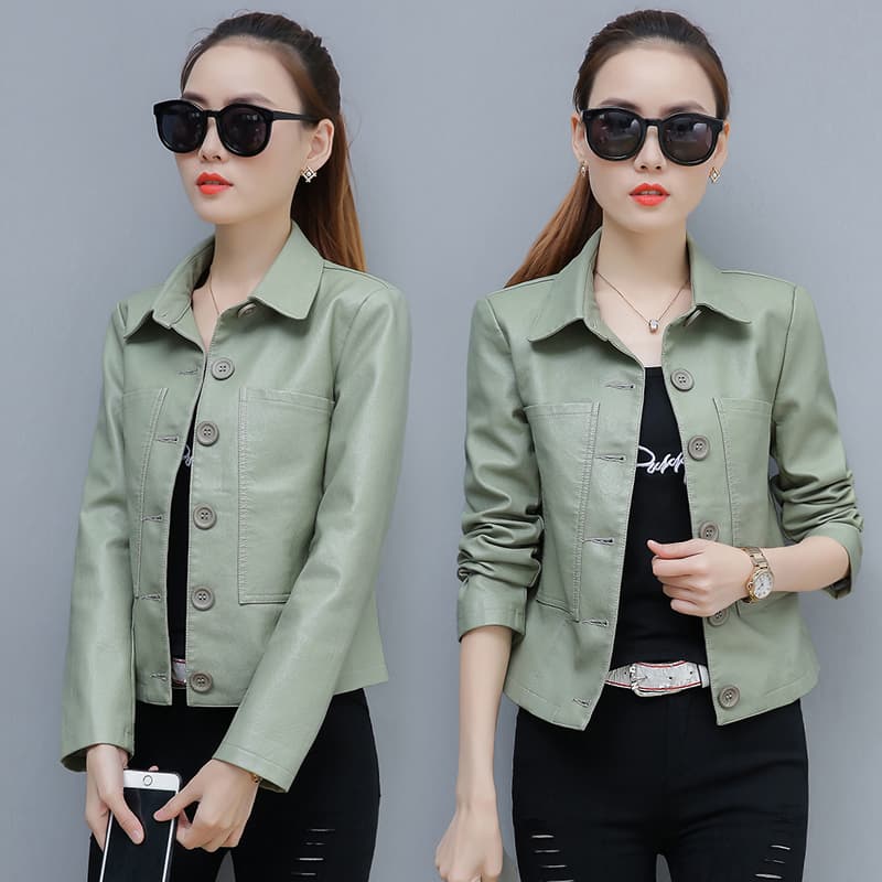 Chaqueta de cuero slim motociclista estilo casual