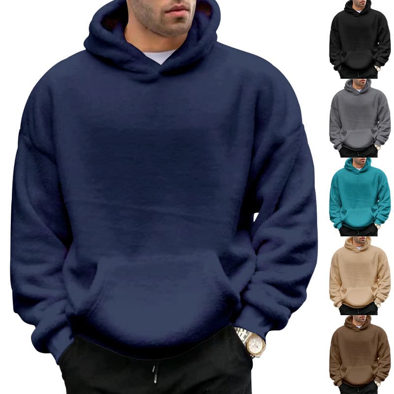Sudadera con capucha terciopelo doble y bolsillos