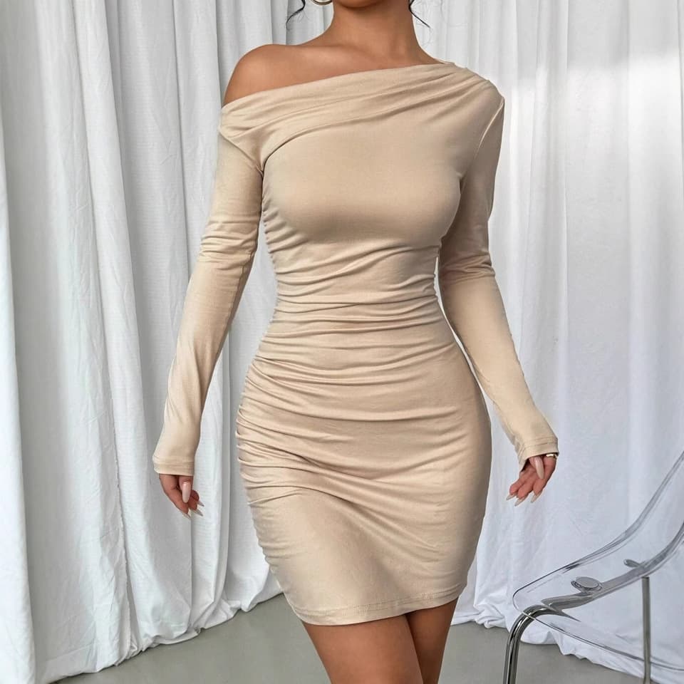 Vestido casual cómodo de manga larga