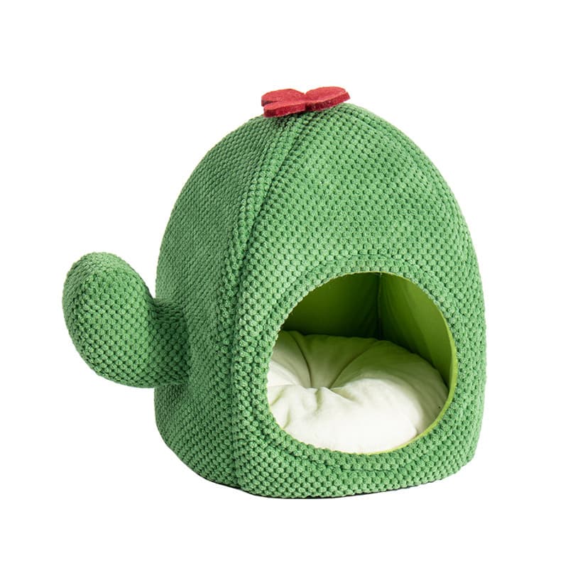 Cama cactus acogedora para gatos con diseño cerrado