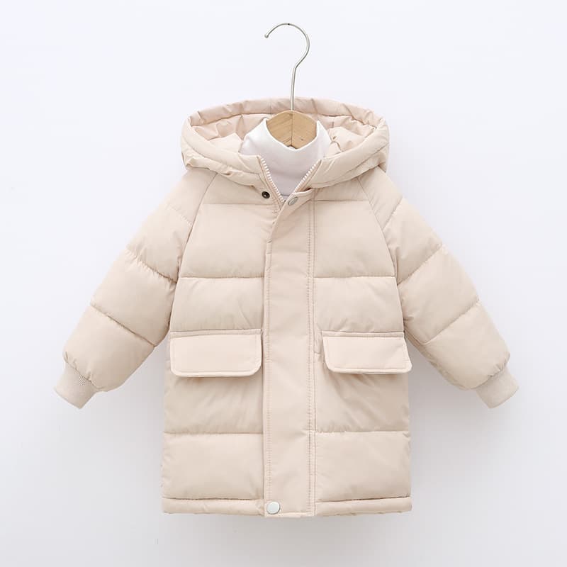 Chaqueta infantil con capucha engrosada poliéster