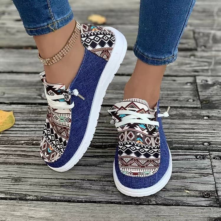Zapatos planos de lona casual para mujer, estilo mocasín