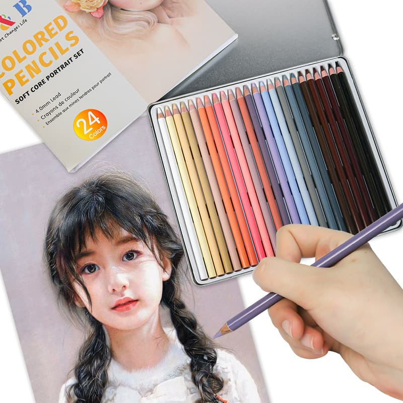 Juego de 24 lápices de colores para retrato y pintura
