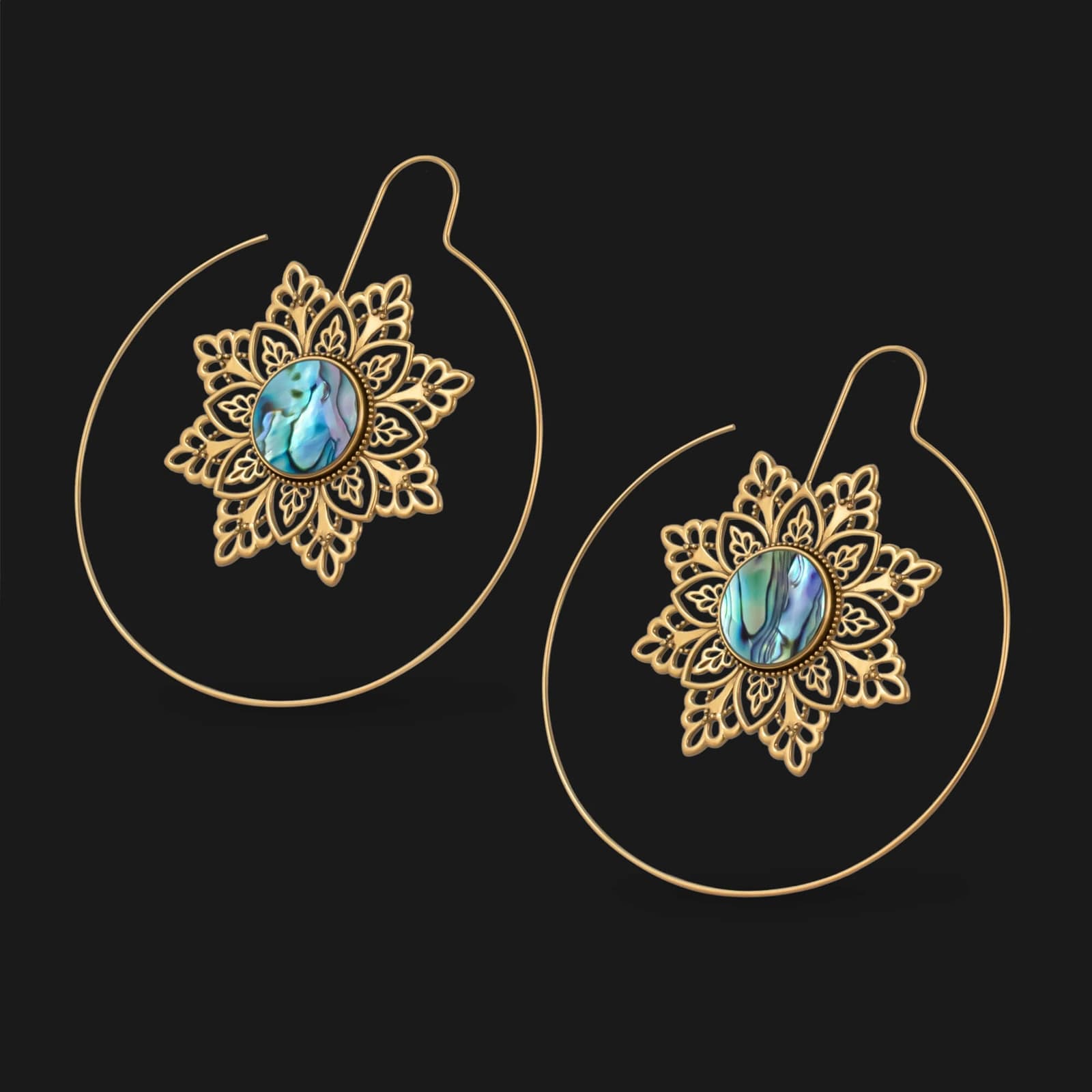 Aretes de flores caladas, estilo lujo minimalista