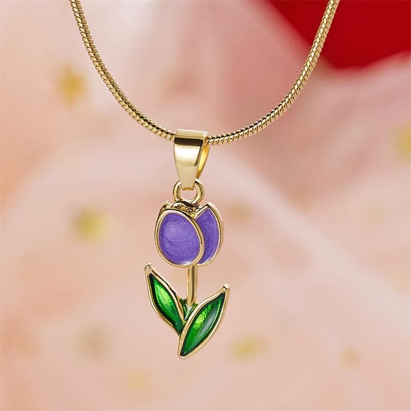 Collar y pulsera de tulipán romántico