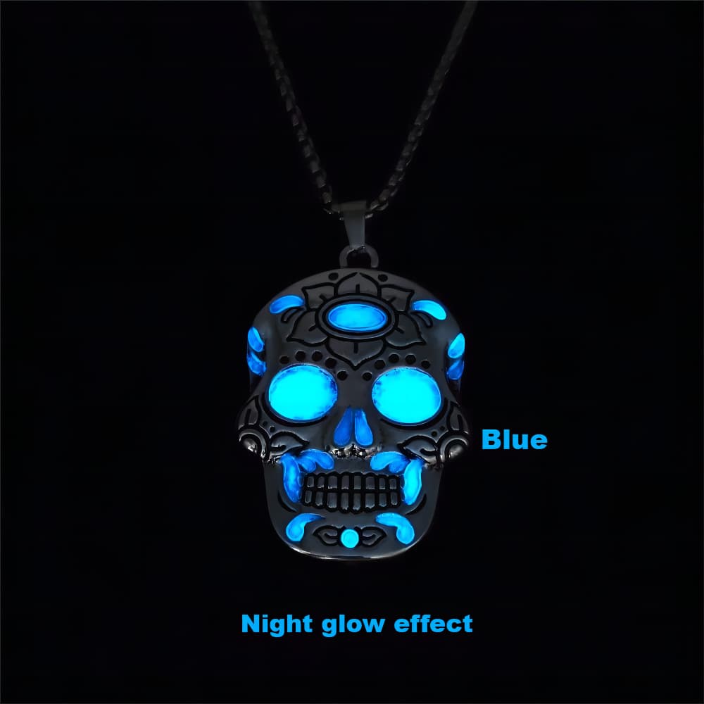 Collar luminoso cráneo Día de Muertos con patrón loto