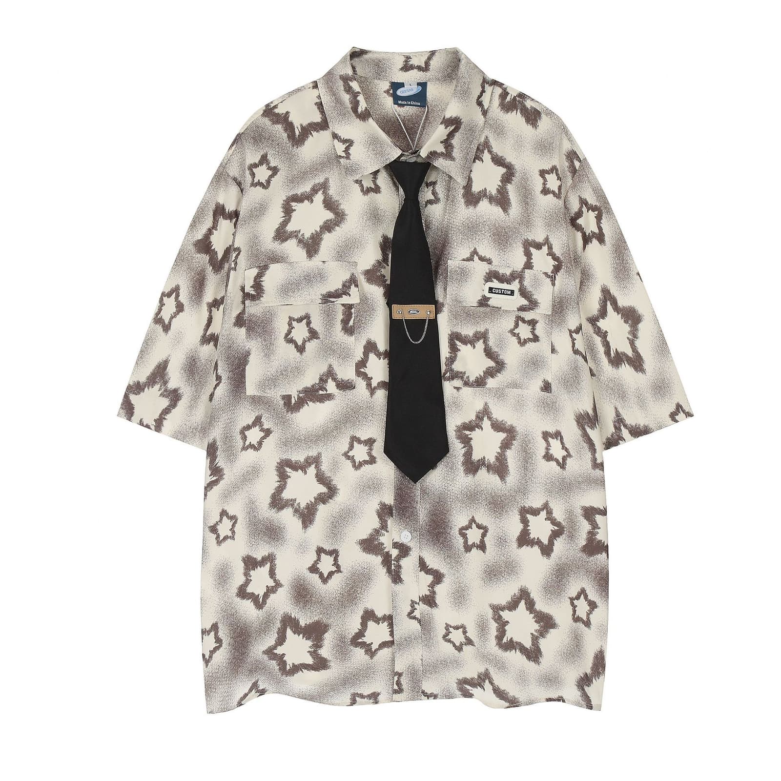 Camisa holgada de estrella impresa para hombre