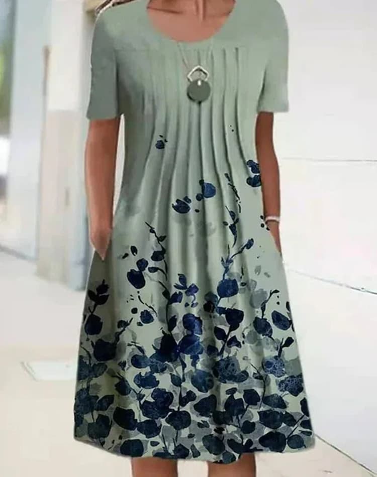 Vestido midi casual de flores estampado manga corta