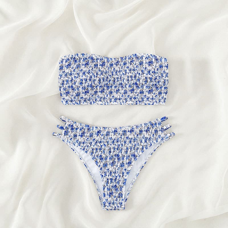 Traje de baño sin tirantes con diseño floral