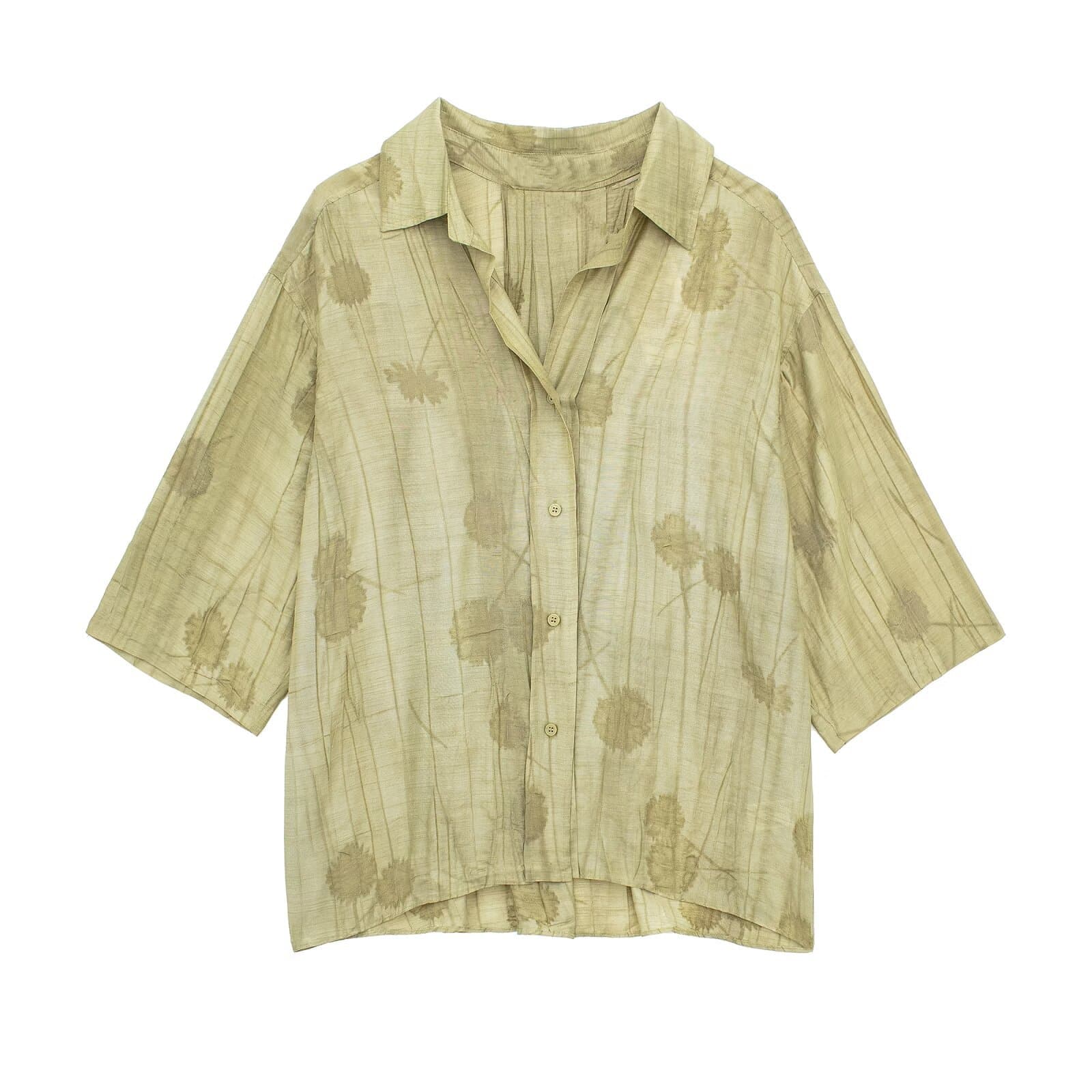 Traje de camisa suelta y pantalones con estampado jacquard