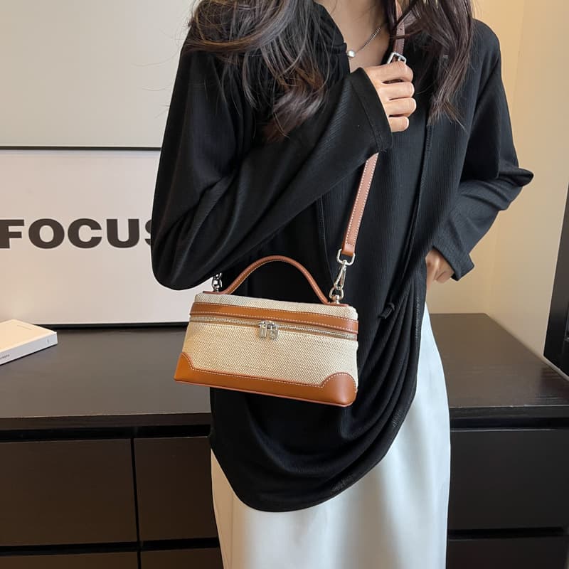 Bolsa cuadrada portátil de lona para mujer