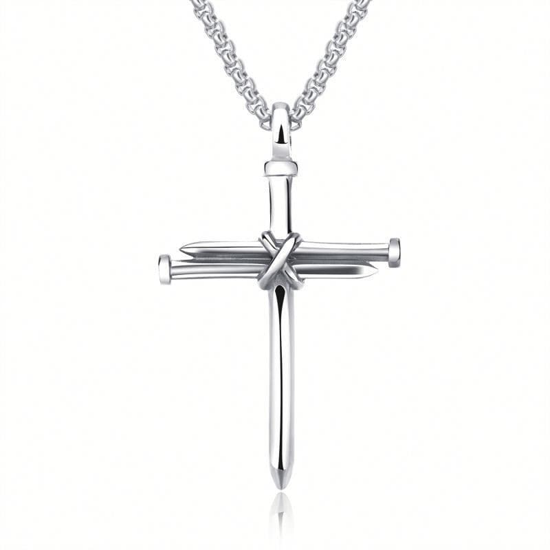 Collar de cruz de acero inoxidable para hombres