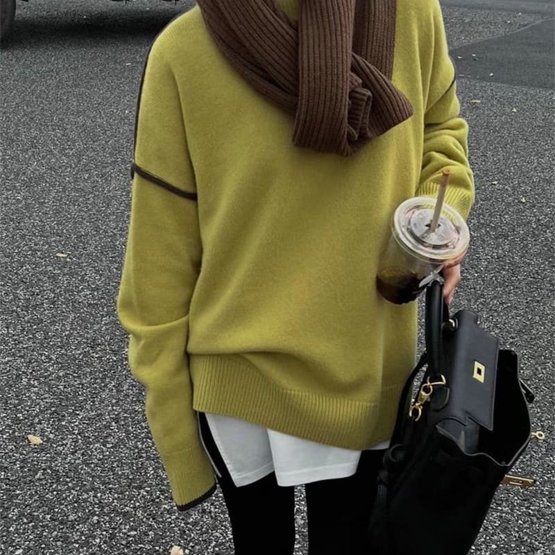 Suéter suelto estilo coreano retro para mujer