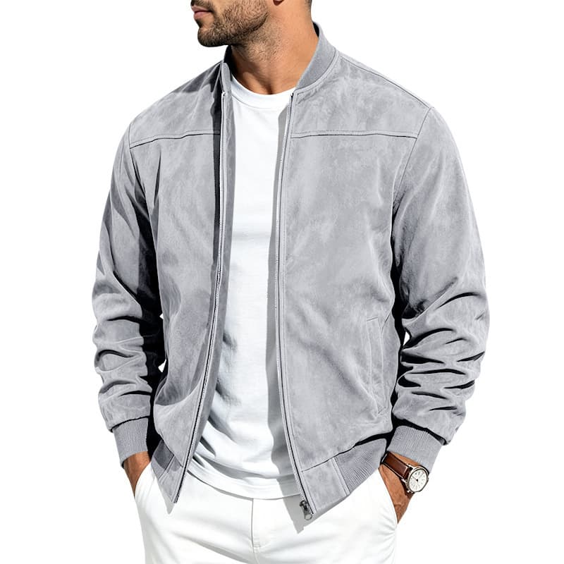 Chaqueta de ante con cierre de cremallera para hombre