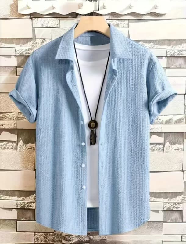 Camisa manga corta casual de poliéster