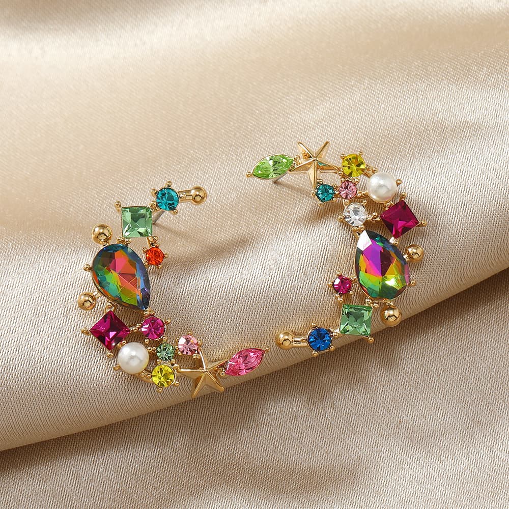 Aretes colgantes con brillantes de colores