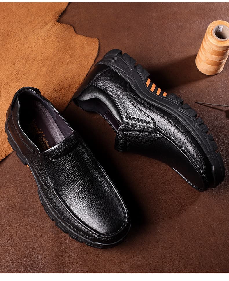 Zapatos cuero hombre elegantes suela blanda transpirables