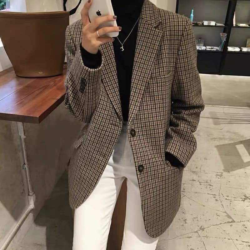 Abrigo holgado estilo coreano para otoño e invierno