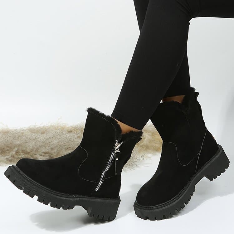 Botas de nieve con tubo corto y cremallera lateral para mujer