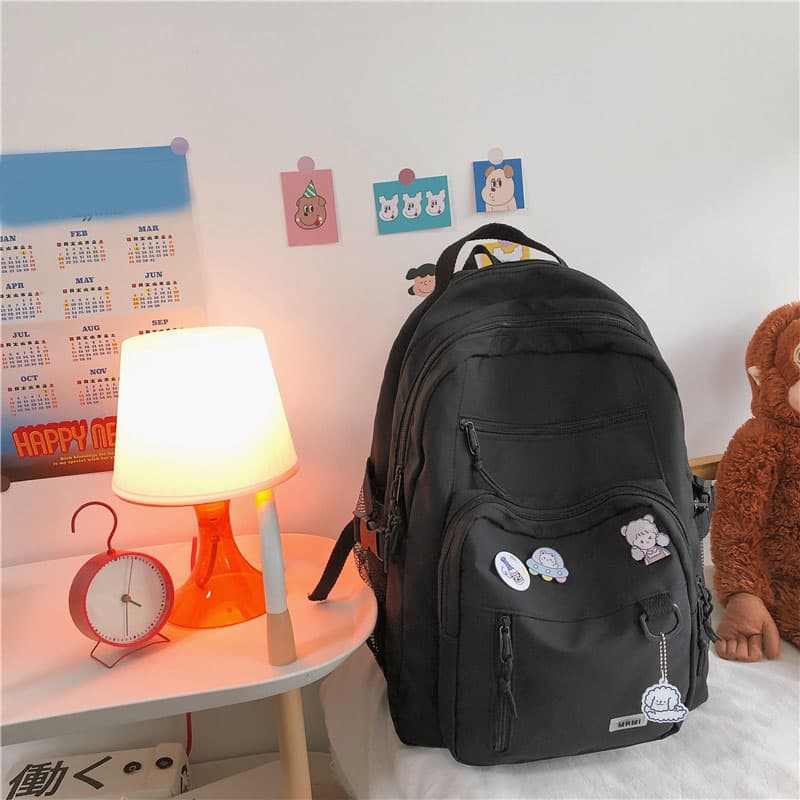 Mochila escolar de gran capacidad con múltiples bolsillos